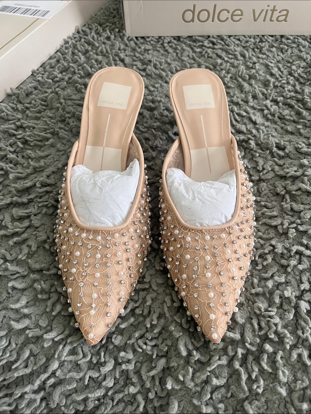 Dolce Vita Women's Blush Pearl-Embellished Pointed Mules